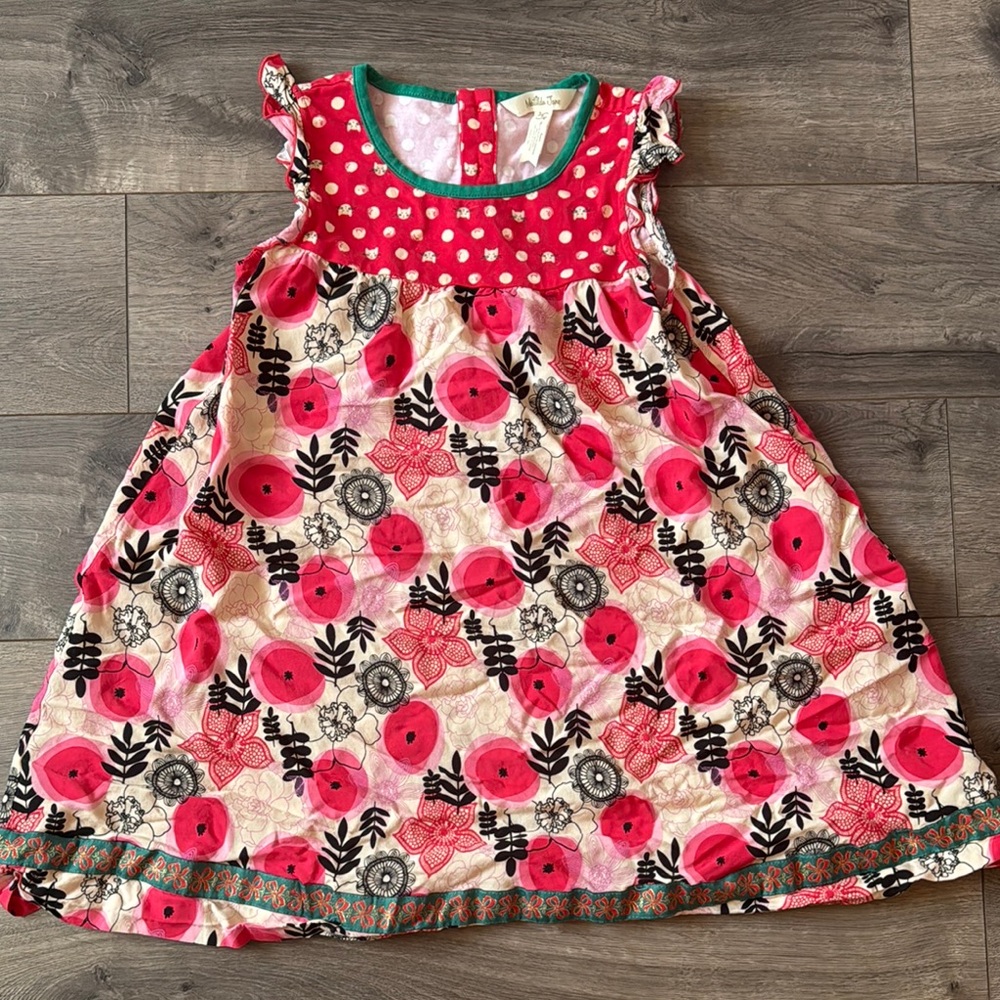 Floral Kids Dress - Red and White